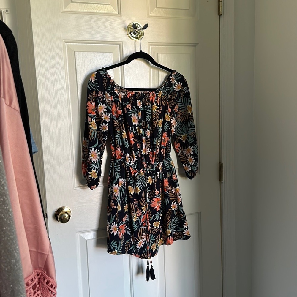 Floral Navy Off the Shoulder Romper